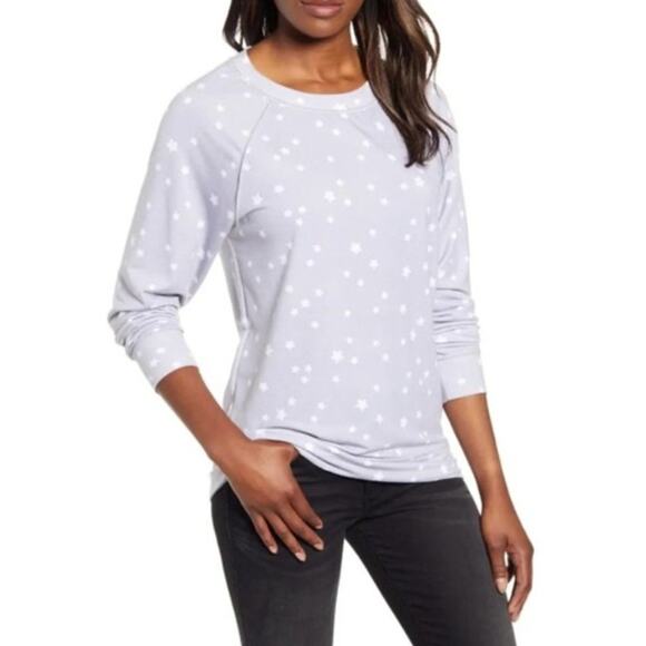 Caslon Tops - Caslon Lavender Gray with Stars Cozy Print Top Size Large